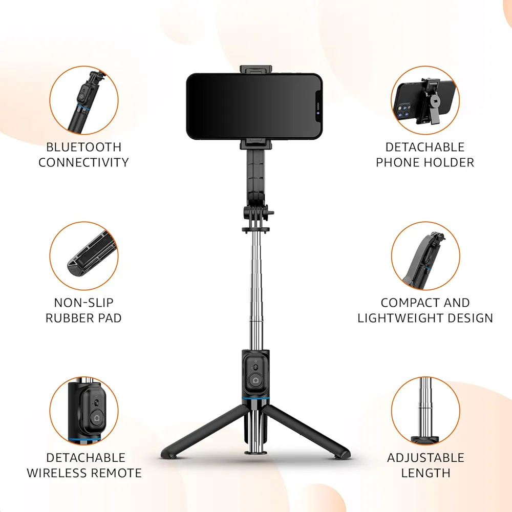 Basics Selfie Stick with Detachable Phone Clip |